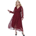 Rochie lunga Silvia, pentru ocazii, din dantela, model elegant, culoare bordo