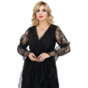 Rochie lunga Silvia, pentru ocazii, din dantela, model elegant, culoare negru