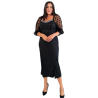  elegantă neagră midi cu mâneci din tull și perle – model de ocazie Livrare Gratuita 24-48 de ore si Cadou la oric...
