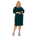 Rochie Elegantă, Eva, culoare verde, model  cu Decolteu pe Umeri