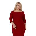 Rochie Elegantă, Eva, culoare rosu, model  cu Decolteu pe Umeri