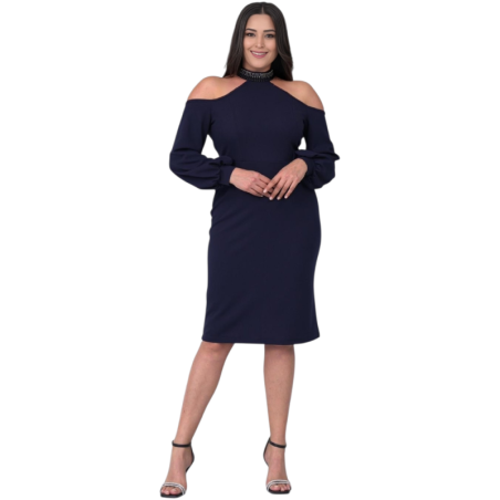  elegantă cu umeri decupați și decolteu choker
