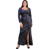 Rochie lunga Party, pentru ocazii, din paiete, model elegant, culoare bleumarin