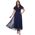 Rochie Ocazie, Raisa, culoare bleumarin, Bust Paietat și Fustă din Voal Vaporos