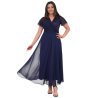 Rochie Ocazie, Raisa, culoare bleumarin, Bust Paietat și Fustă din Voal Vaporos