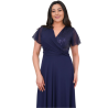 Rochie Ocazie, Raisa, culoare bleumarin, Bust Paietat și Fustă din Voal Vaporos