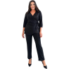 Compleu elegant, Tamara, culoare negru, bluză petrecută și detalii cu paiete
