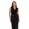 Rochie Nicole, negru, elegantă tip sacou cu Detalii Aurii și Croială Cambrată
