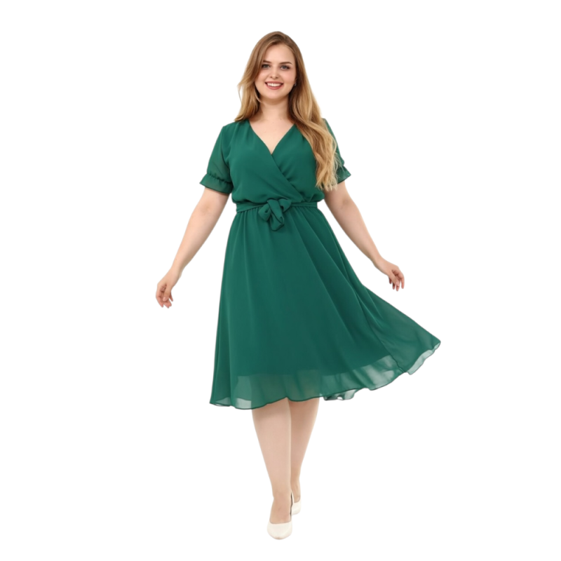 Rochie Iulia, din voal, culoare verde