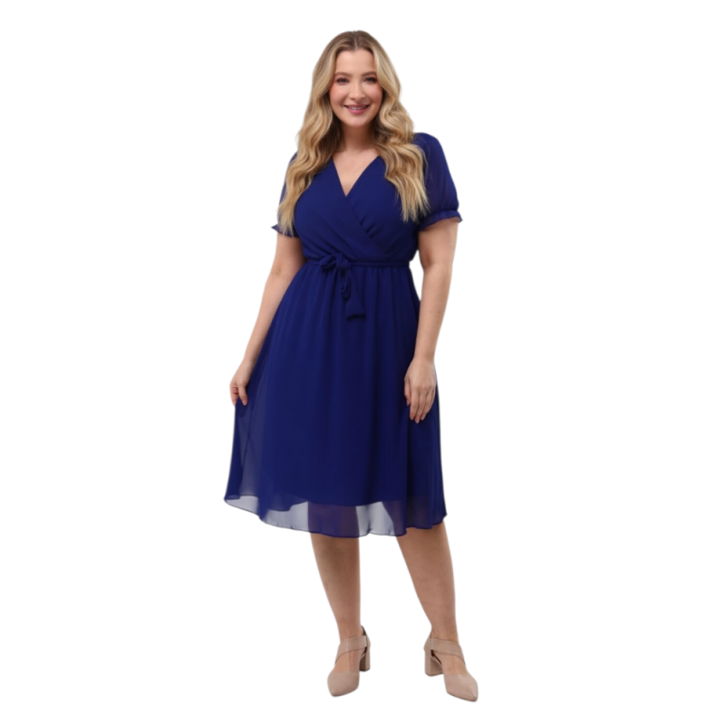 Rochie Iulia, din voal, culoare albastru