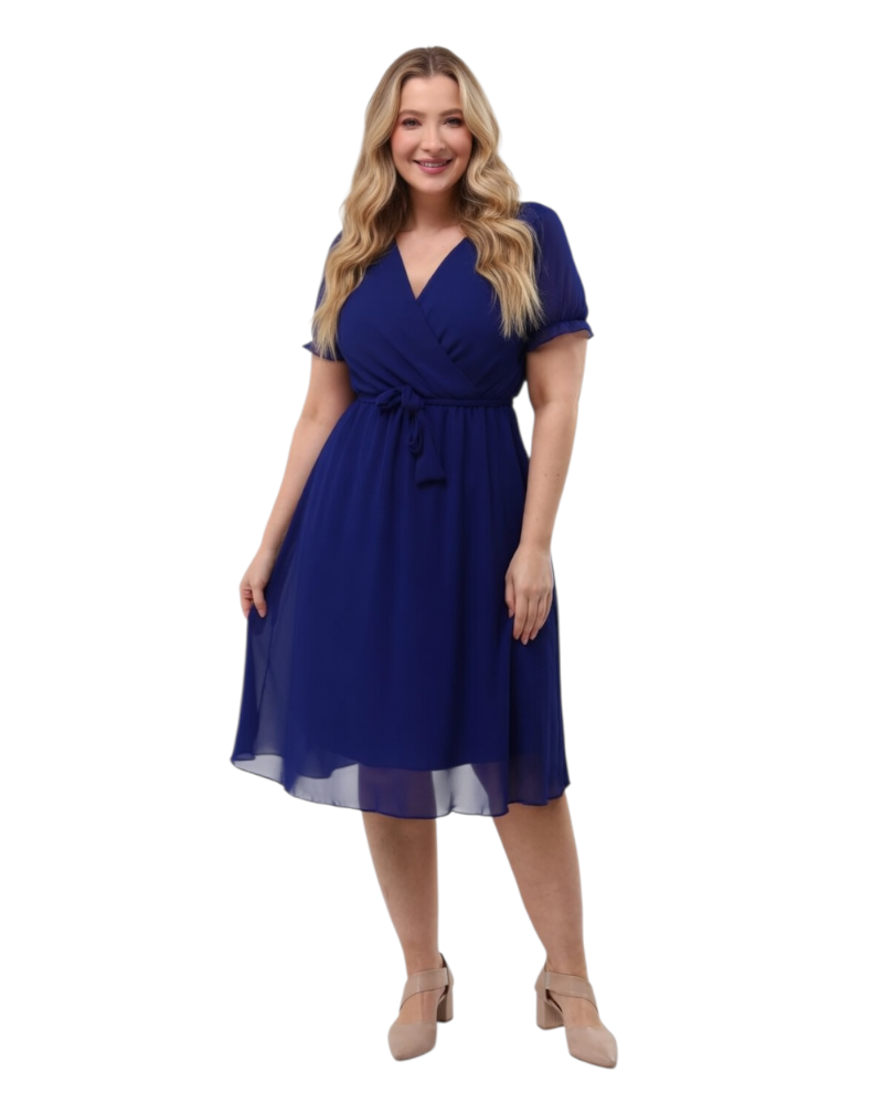 Rochie Iulia, din voal, culoare albastru
