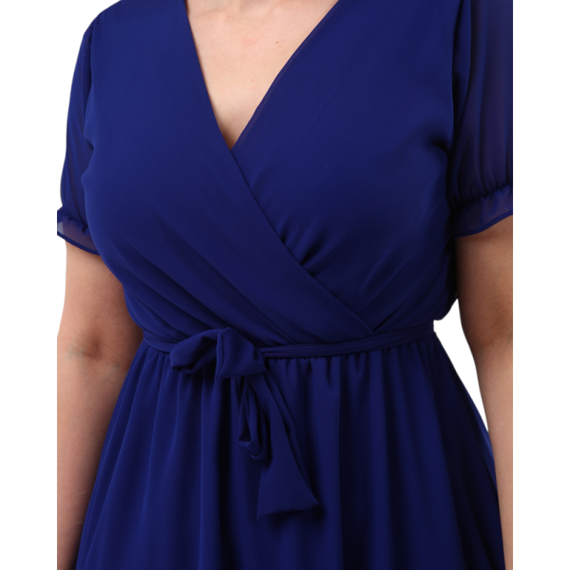 Rochie Iulia, din voal, culoare albastru