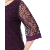 Bluză Elegantă din Tulle Brodat cu Motive Florale - Mov Imperial, cod 7030