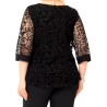 Bluză Elegantă din Tulle Brodat cu Motive Florale - culoare negru, cod 7030