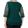 Bluza Eleganta din Tulle Brodat cu Motive Florale - verde imperial, cod 7030