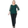 Bluza Eleganta din Tulle Brodat cu Motive Florale - verde imperial, cod 7030