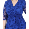 Rochie Mihaela, eleganta, cu broderie catifelata, Albastru regal cu decolteu in V