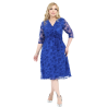Rochie Mihaela, eleganta, cu broderie catifelata, Albastru regal cu decolteu in V