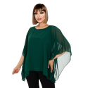 Bluză de Ocazie din voal, cu Maneci Tip Fluture, culoare verde