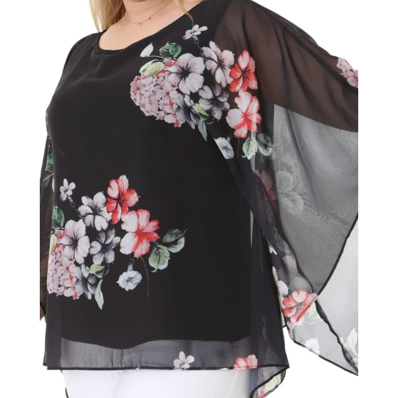 Bluză Vaporosă din Voal cu Imprimeu Floral