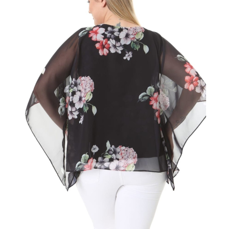 Bluză Vaporosă din Voal cu Imprimeu Floral