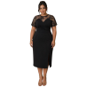 Rochie Casia, Eleganta, Neagra, cu Detalii din Dantela și Șliț Lateral