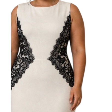 Rochie midi, Adriana, Croială Cambrată, cu aplicatii din dantela, Efect Modelator, plus size