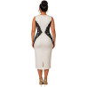 Rochie midi, Adriana, Croială Cambrată, cu aplicatii din dantela, Efect Modelator, plus size, culoare soft beige