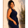 Rochie Eleganta Midi Cleopatra – Rafinament și Asimetrie Moderna, culoare bleumarin