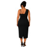 Rochie Eleganta Midi Cleopatra – Rafinament și Asimetrie Moderna, culoare negru
