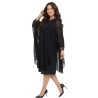 Rochie Elegantă, Sonia,  Neagră cu Capă din Voal Texturat