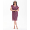 Rochie de ocazie, Tatiana, culoare Lila prafuit, din dantela accesorizata cu paiete