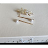 Set 3 Agrafe de Păr Elegante, cu Stea de Mare din Cristale și Perle Fine, Aurii