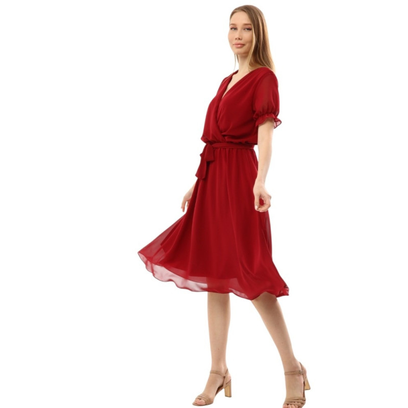 Rochie Iulia, din voal, culoare bordo
