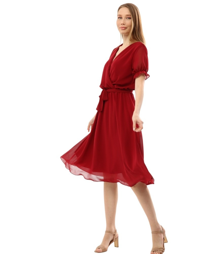 Rochie Iulia, din voal, culoare bordo