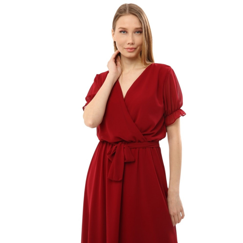 Rochie Iulia, din voal, culoare bordo
