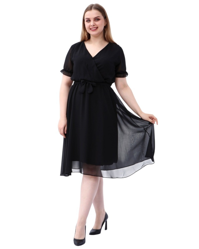 Rochie Iulia, din voal, culoare negru
