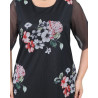 Rochie Anca, model1, Neagra de Zi / Ocazie cu Tull și Imprimeu Floral | tophaine.ro