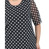 Rochie Anca Elegantă Neagră cu Buline Albe și Strat de Tull Fluid – Stil Retro-Chic