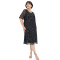 Rochie Anca, neagră cu buline albe și tull fluid, model retro-chic, lejer și elegant