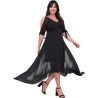 Rochie Azaleea, Neagra, de Ocazie, Asimetrica, cu perle la Decolteu