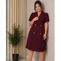 Rochie Julia, Bordo, Tip Sacou, cu Nasturi dubli si Mâneci Lalea – Eleganță Desăvârșita