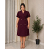Rochie Julia, Bordo, Tip Sacou, cu Nasturi dubli si Mâneci Lalea – Eleganță Desăvârșita