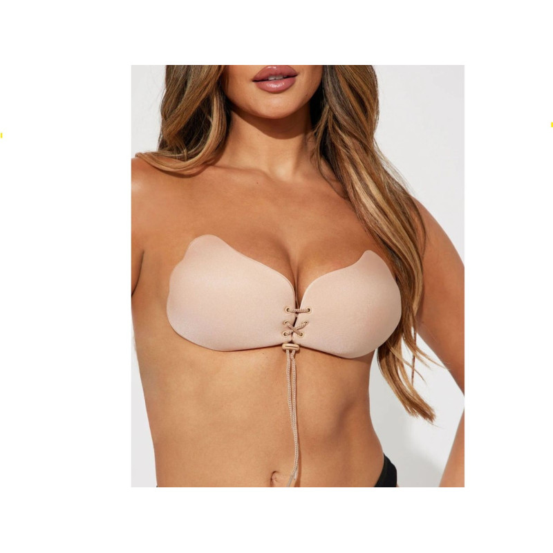 Sutien Silicon Adeziv Fără Spate cu Șnur Push-Up | tophaine.ro