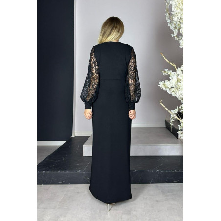 Rochie lunga Evelin, pentru ocazii, cu paiete, model elegant, culoare negru