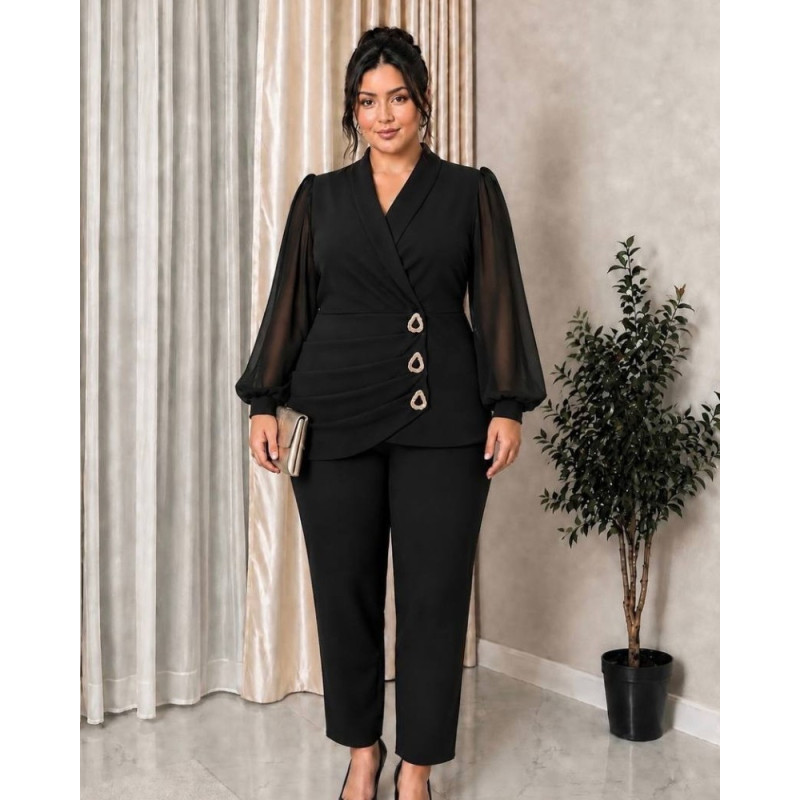 Compleu elegant, Emilia, culoare negru, compleu 2 piese,