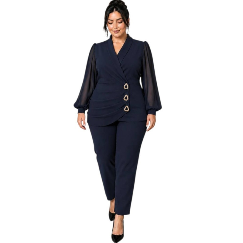 Compleu elegant, Emilia, culoare bleumarin, compleu 2 piese
