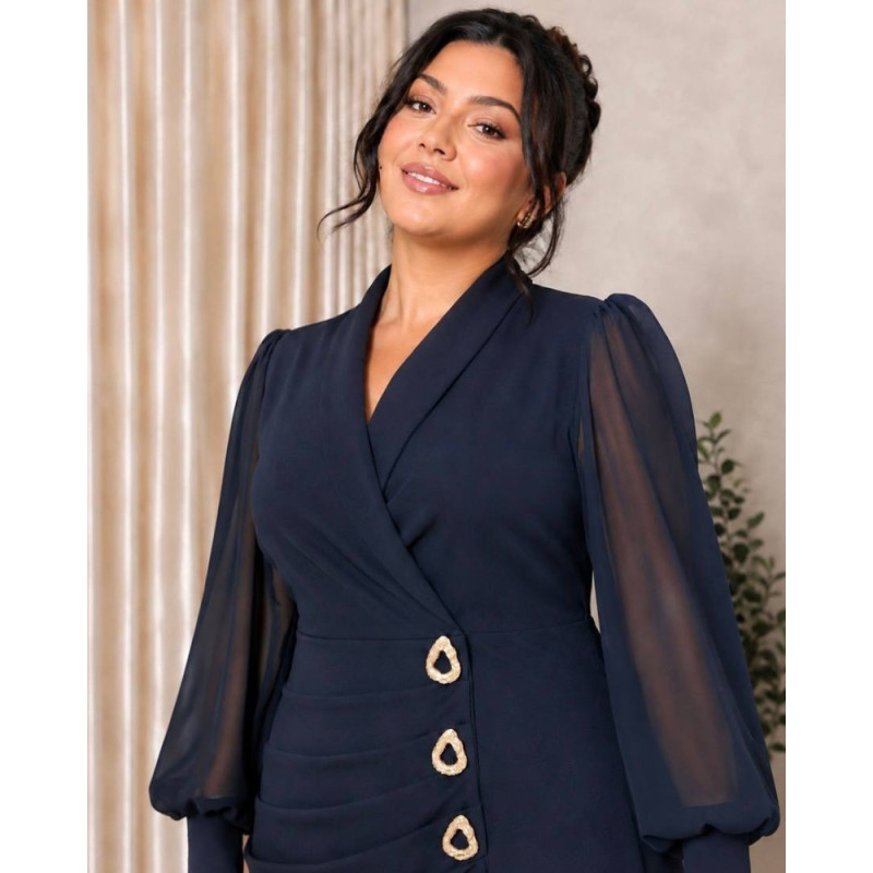 Compleu elegant, Emilia, culoare bleumarin, compleu 2 piese