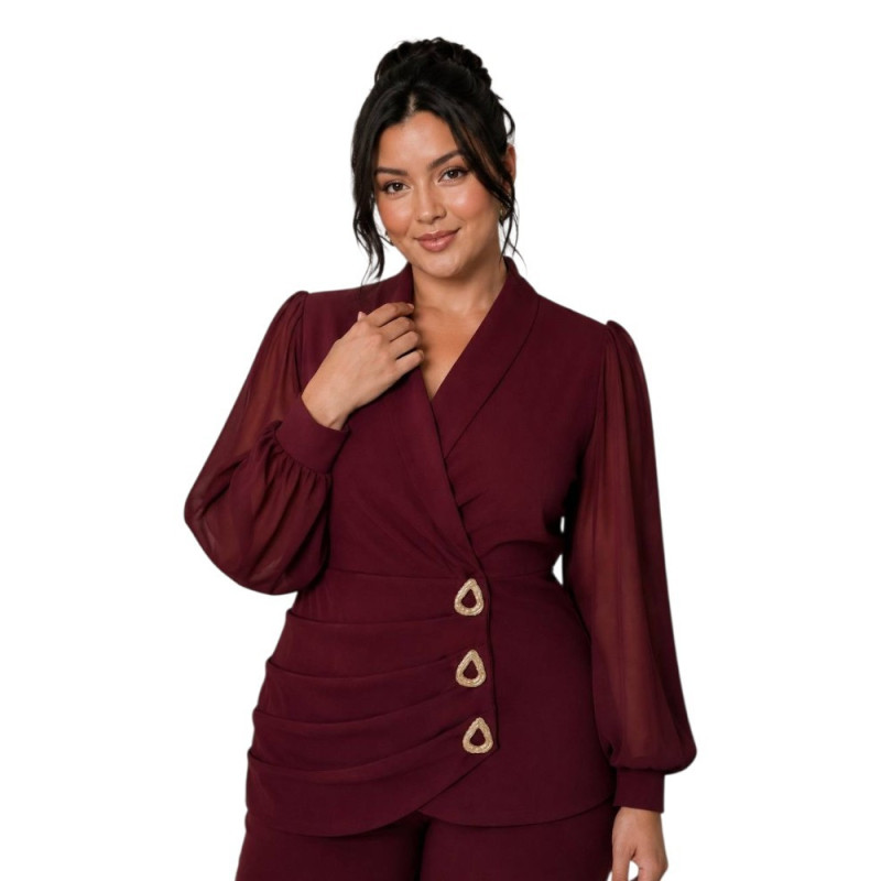 Compleu elegant, Emilia, culoare bordo, compleu 2 piese