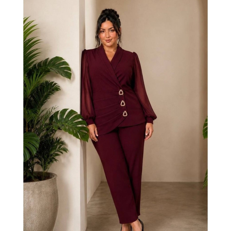 Compleu elegant, Emilia, culoare bordo, compleu 2 piese